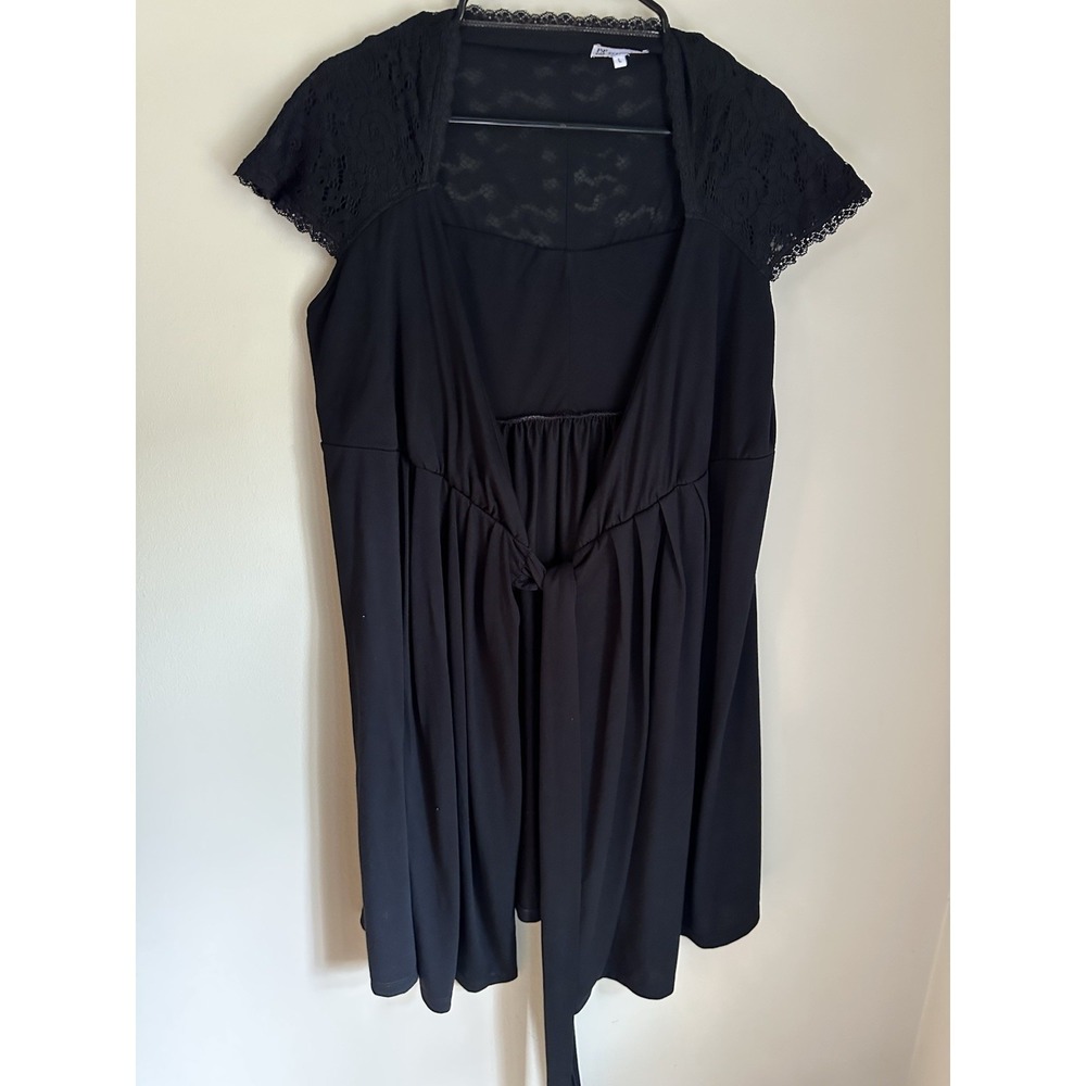 Pip & Vine by Rosie Pope Maternity Dress Black Lace Cap Sleeve Tie Front Large - Picture 2 of 11